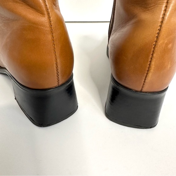 Vintage Santana Canada Waterproof Leather Camel Tan Chunky Square Toe Zip Boots - Picture 9 of 12